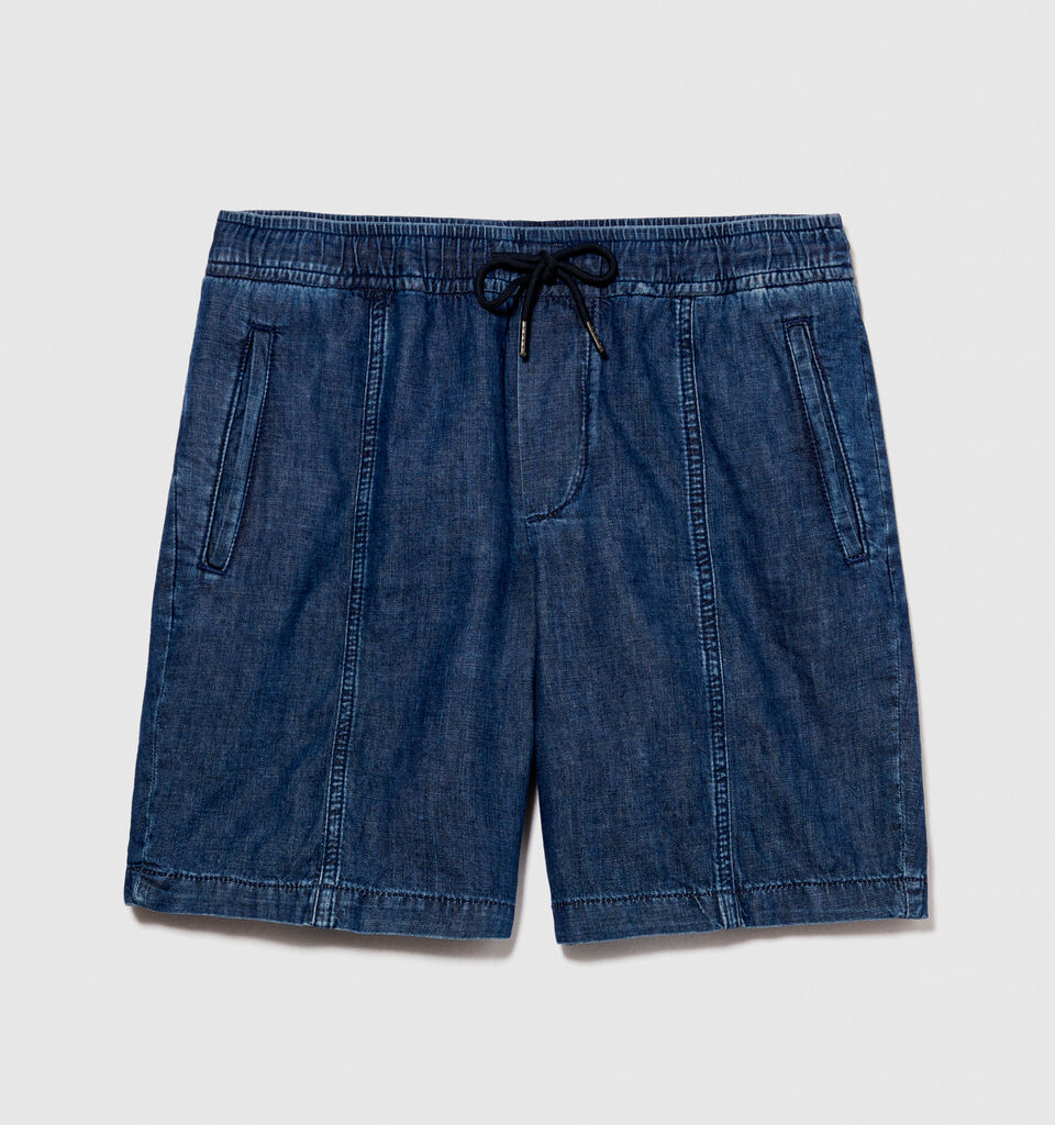 Bermudas in chambray - men's jean shorts - Blue | Sisley image number 6
